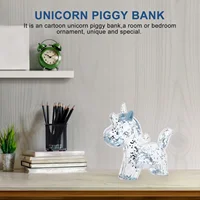 Transparent Plastic Cartoon Unicorn Piggy Bank Money Box Coin Storage Jar Children Saving Pot Unicorn Coin Bank Home Decor Money 2