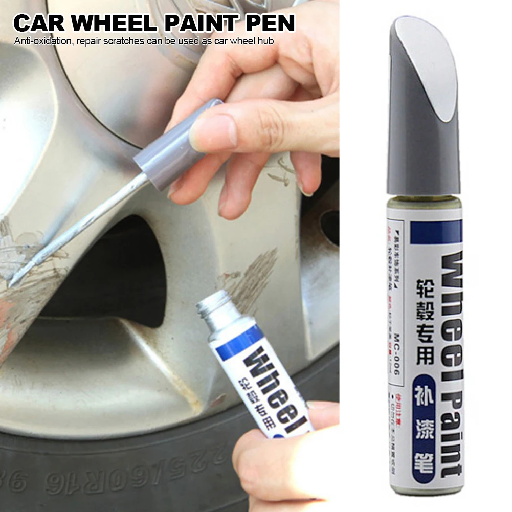 12ml Silver Alloy Wheel Touch Up Pen Repair Paint Curbing Scratch Maker with Brush Car Scratch Remover Waterproof