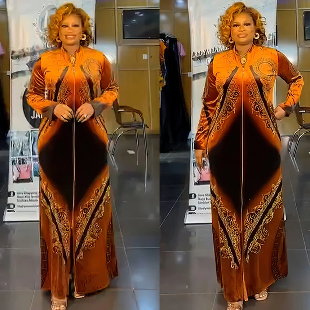 

2023 Plus Size African Dresses for Women Vetement Femme Dashiki Abaya Diamonds Maxi Dress Africa Clothes Dashiki Ankara Dresses
