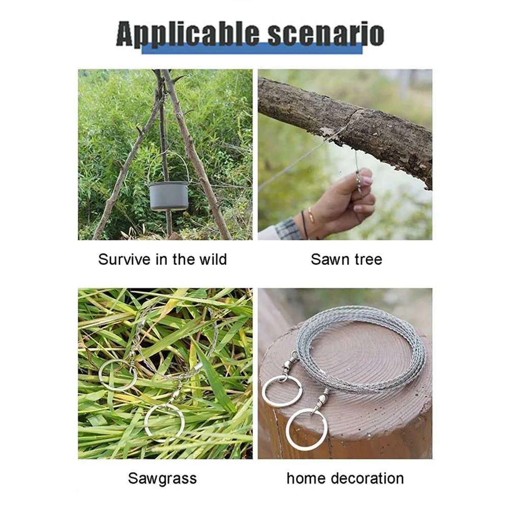 Rope Saw Portable Stainless Steel Wire Saw Manual Cutting Chain Camping Hiking Survive Woodworking Tools(9.8Feet)