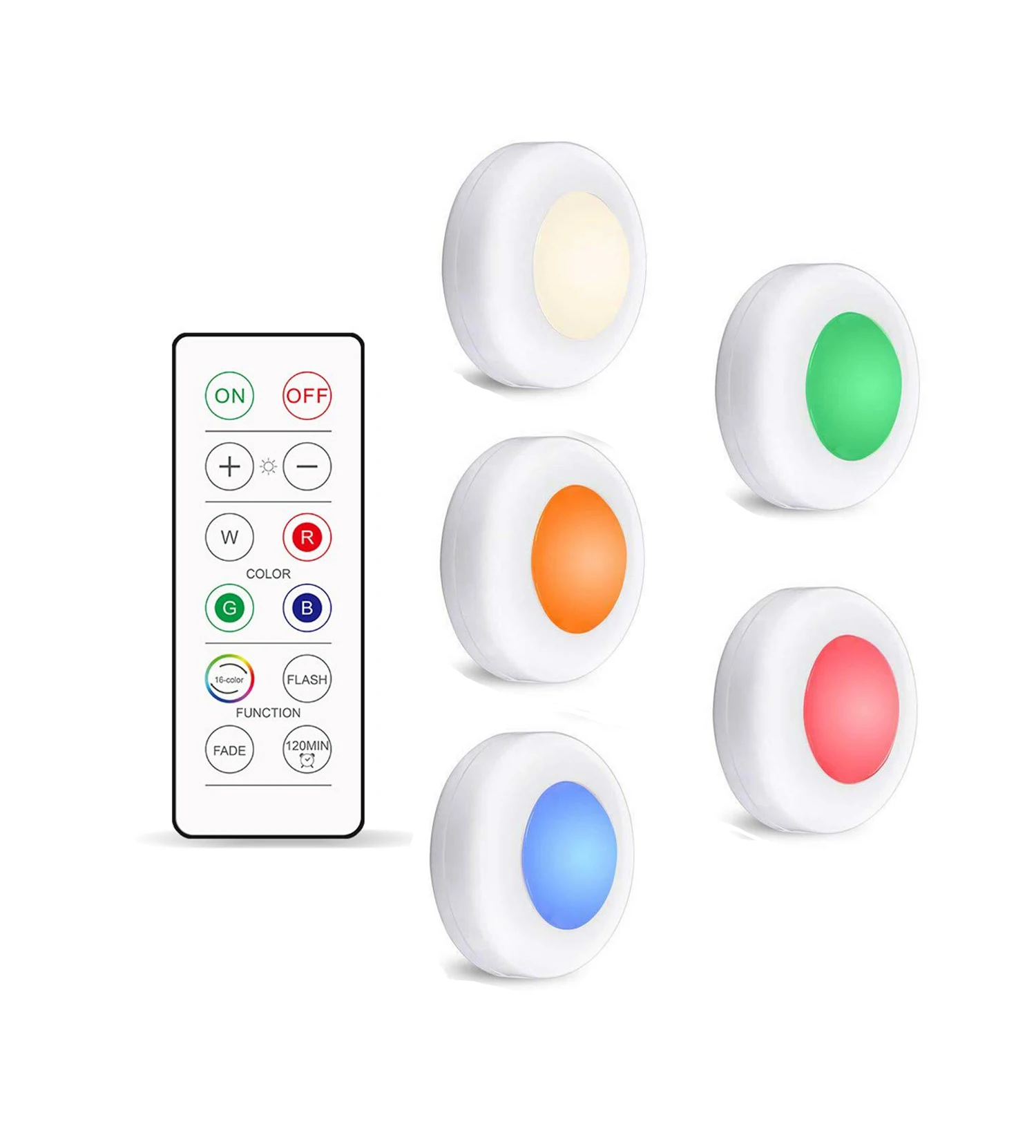 Onumii Luces LED Pilas Luz Armario con Adhesiva LED Cocina Bajo Mueble,  Luces de Colores Regulables con Control Remoto para Estanterías, Alacenas