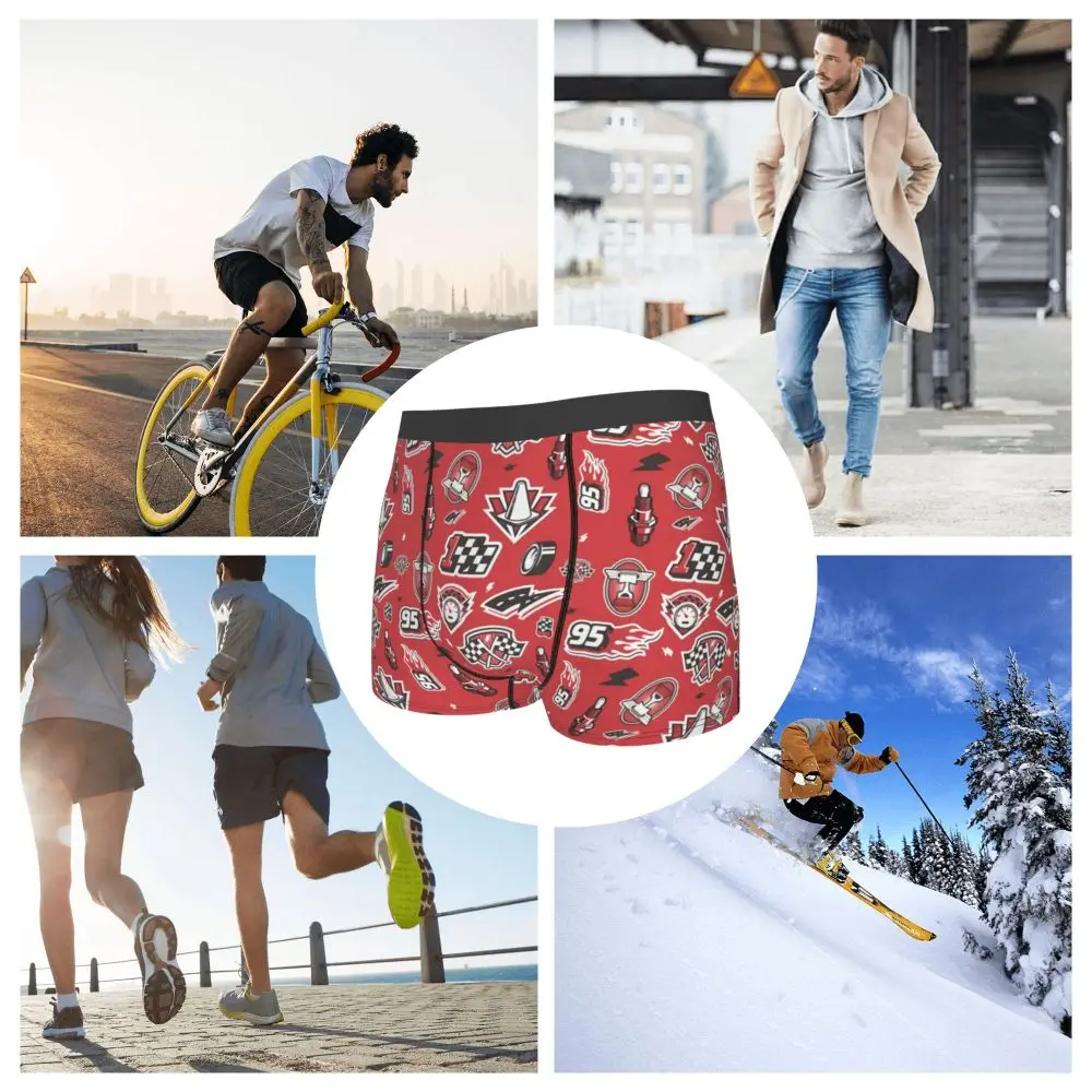 Custom Lightning McQueen Car Collage Boxers Shorts Men's Briefs Underwear Cool Underpants