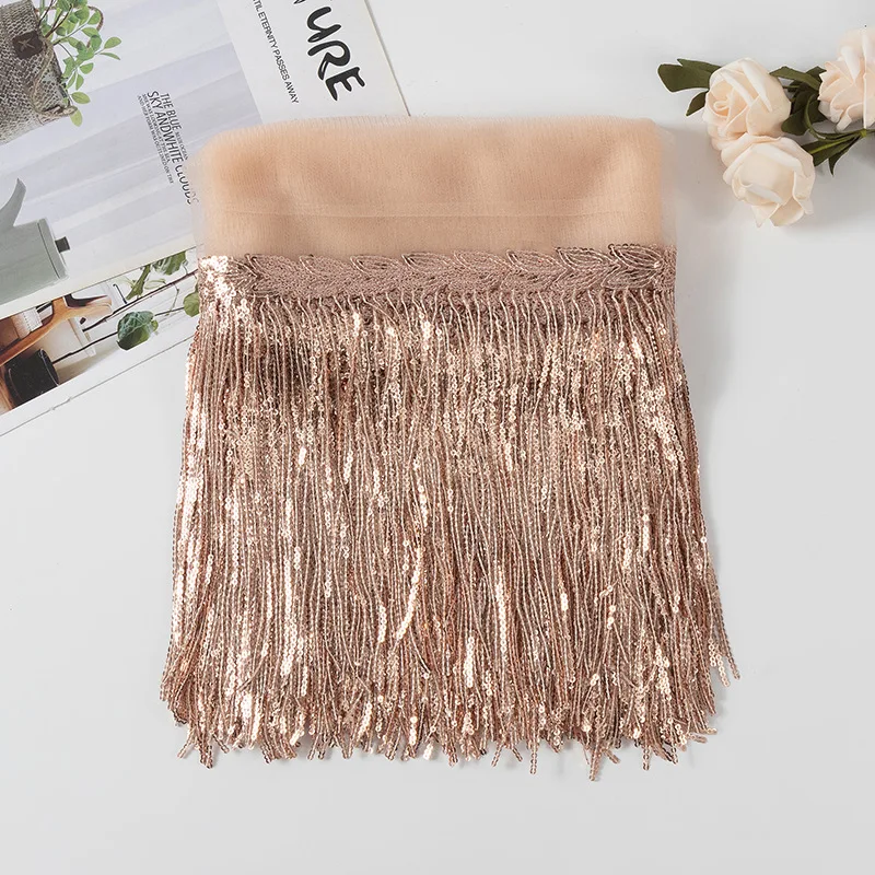 Suede Tassel Velvet Trim with Rivet and Diamond Fringe for DIY Garment Decoration