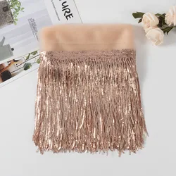 Suede Tassel Velvet Trim with Rivet and Diamond Fringe for DIY Garment Decoration (3RoseGold)