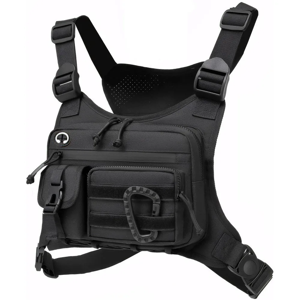 Sac de poitrine tactique d'extérieur pour hommes, gilet EDC, sac de poitrine antivol étanche pour sacs de cyclisme, sac de poitrine avant de course