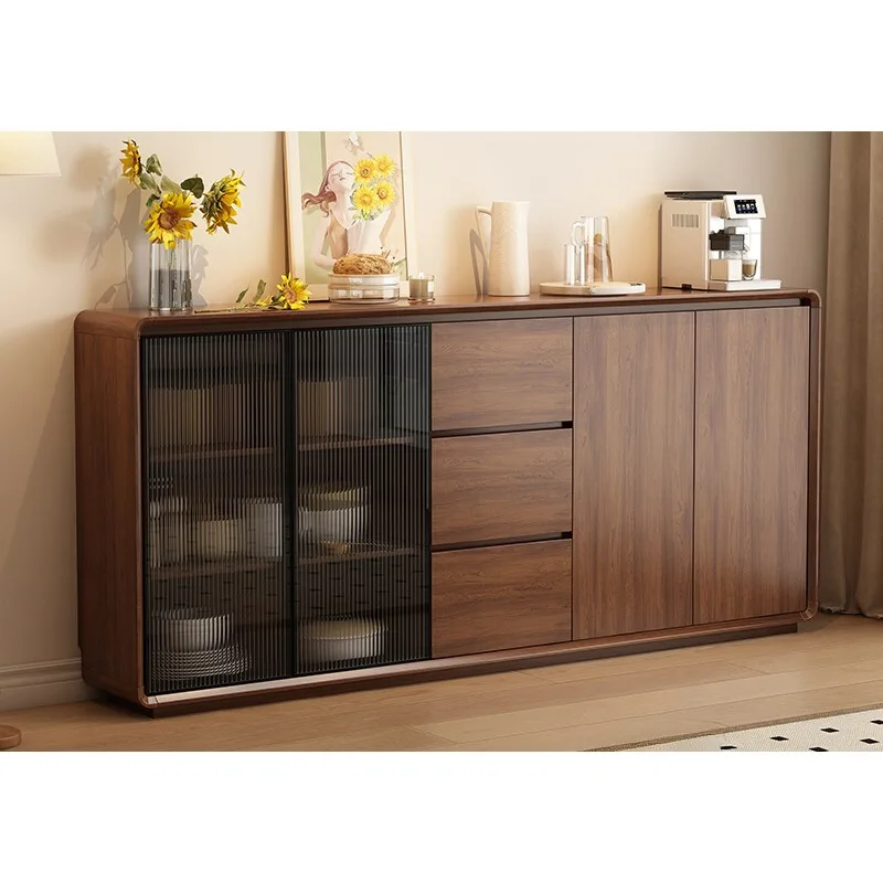 Edge cabinet against the wall integrated locker ultra-thin kitchen tea cabinet living room locker solid wood frame