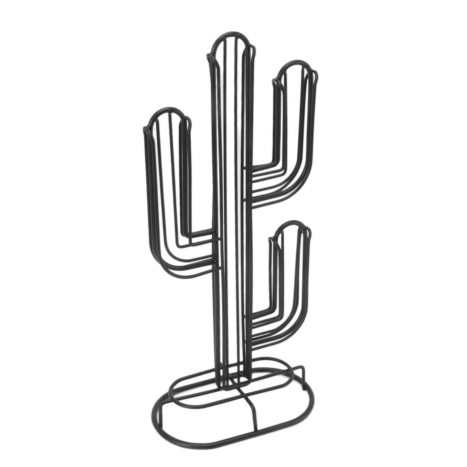 Coffee Capsule Stand Black Compact Cactus Shaped Coffee Pod Stand for Family Member for Kitchen