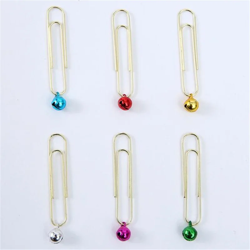 

4pcs Metal Bells Shape Paperclip Bookmark Decoration Diy Message Memo Marker Paper Clip Office Binding Supplies Stationery Clip