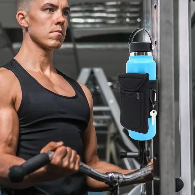 Water Bottle Bag Portable Gym Bottle Pouch with Phone Holder Attaches Magnetically To Metal Exercise Equipment Within Reach 5
