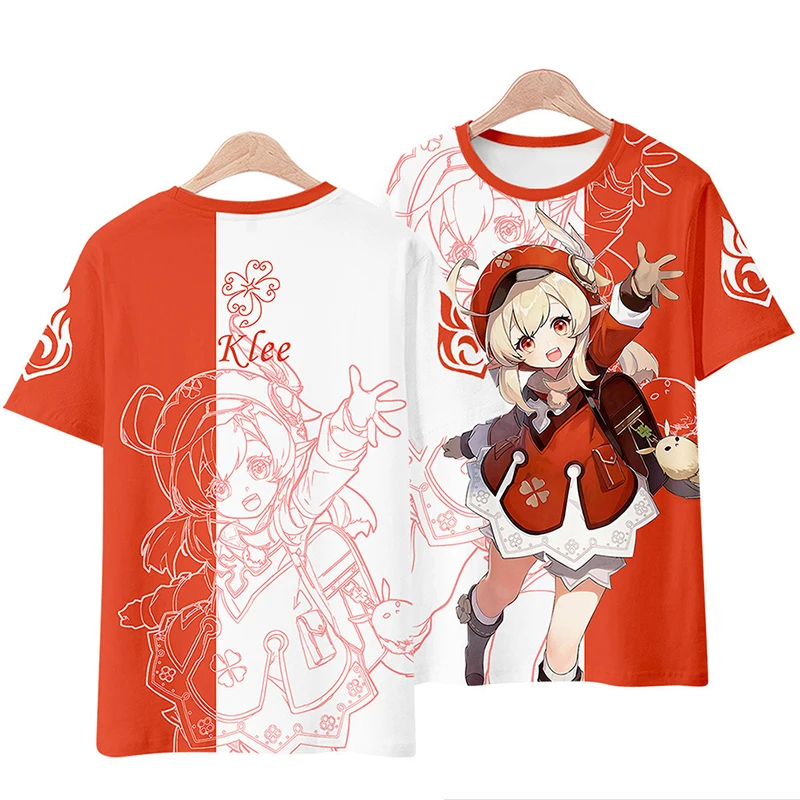 Summer Anime Game Genshin Impact 3D Print T-shirt Woman Streetwear T Shirts Harajuku Tees Tops Women Girl Oversized Y2k Clothing