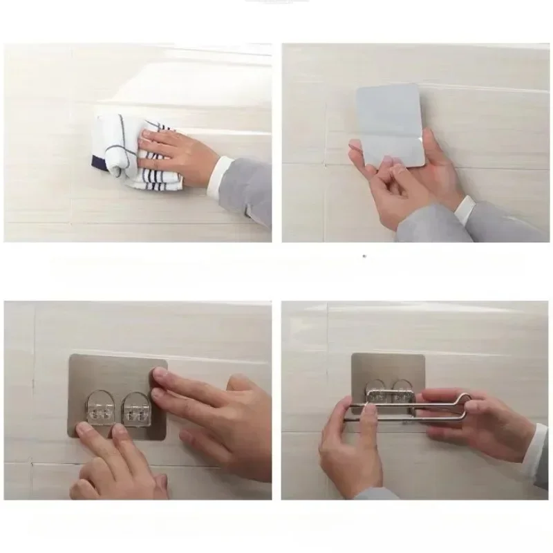 1Pc Stainless Steel Self-adhesive Toilet Paper Disposable Face Towel Holder Hotel Home Restroom Bathroom Paper Roll Wall Stand