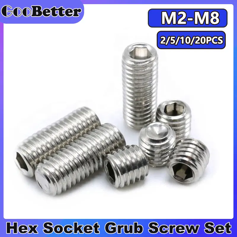 

304 Stainless Steel Hex Socket Set Screws M2 M2.5 M3 M4 M5 M6 M8 Cup Point Grub Screw Assortment Kit For Door Handles DIN916