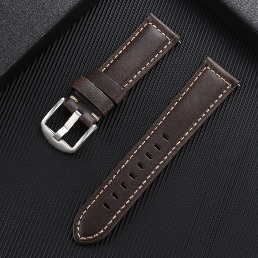 Vintage Leather Oil Wax Discoloration Watchband - Universal Replacement Sport Strap