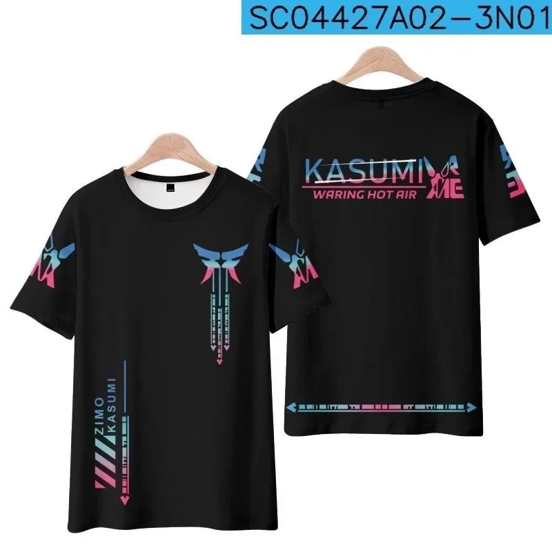 Honkai impact 3 yae sakura neon shadow print t-shirt summer round neck short sleeve popular game harajuku streetwear 2024