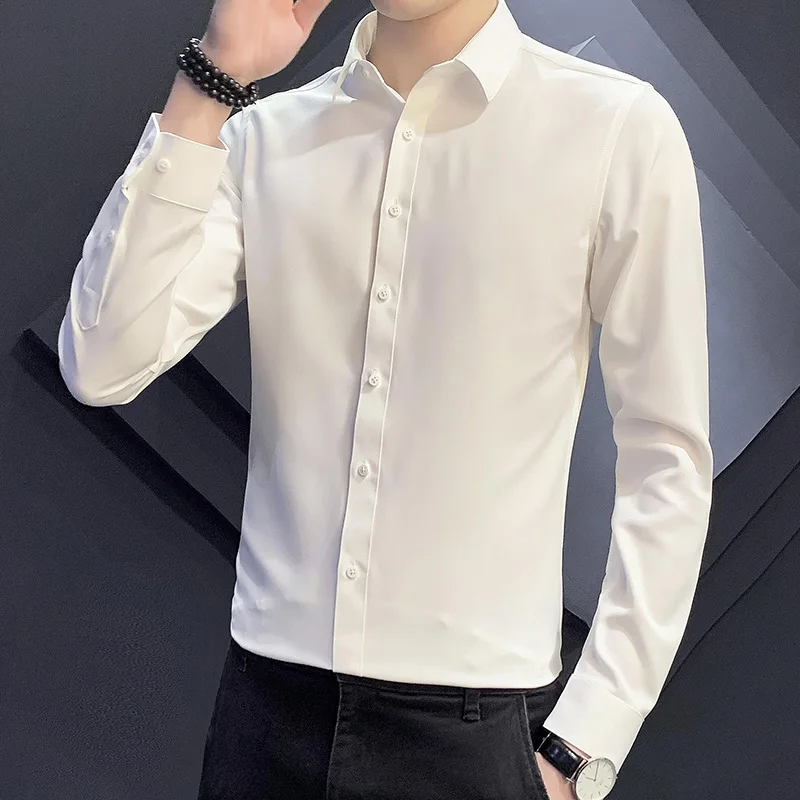 Fashion Solid Color Long Sleeve Casual Shirts Men's Clothing 2023 Spring Autumn New Oversized Loose All-match Tops Korean Shirt