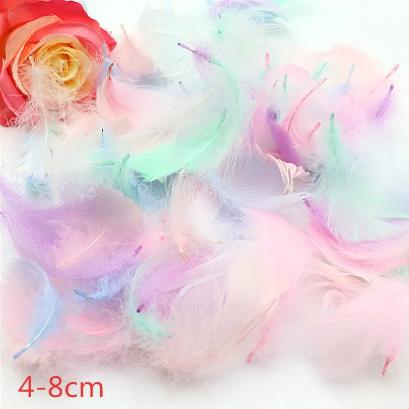 Description Picture 3 of item100pcs Natural Goose Feather Feathers 4-8 Cm 8-12 Cm Goose Down Colored Feathers DIY Home Craft Decoration Jewelry Decoration