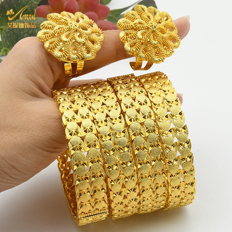 Dubai bangles for women middle east gold color bangle ethiopian saudi arab bracelet wedding bride jewelery