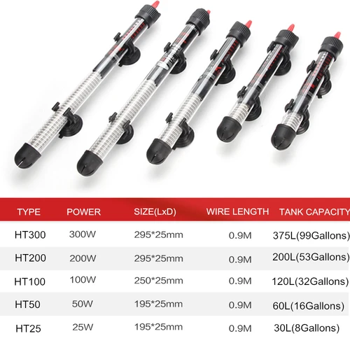 110v-220v 온도 조절 가능 히터 막대, 25W 50W 100W 200W 300W, 수중 수족관 어항 물 가열 6