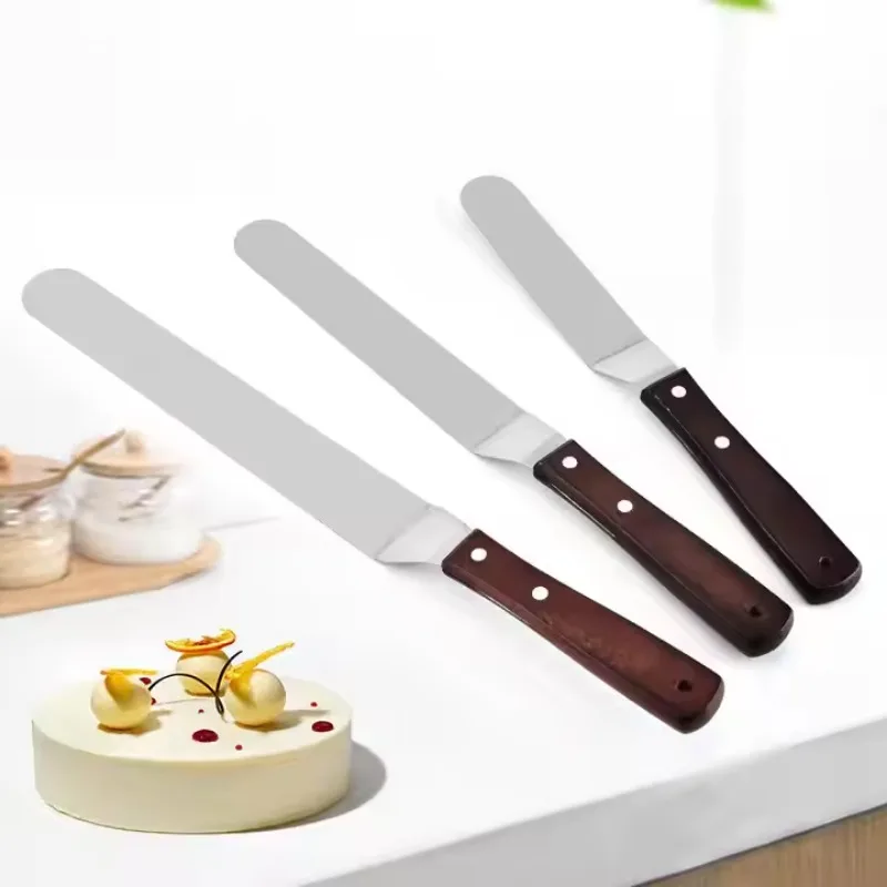 Cake Spatula with Wooden Handle Stainless Steel Baking Tool for Cupcakes Fondant Icing Kitchen Decorating and Pastry Making
