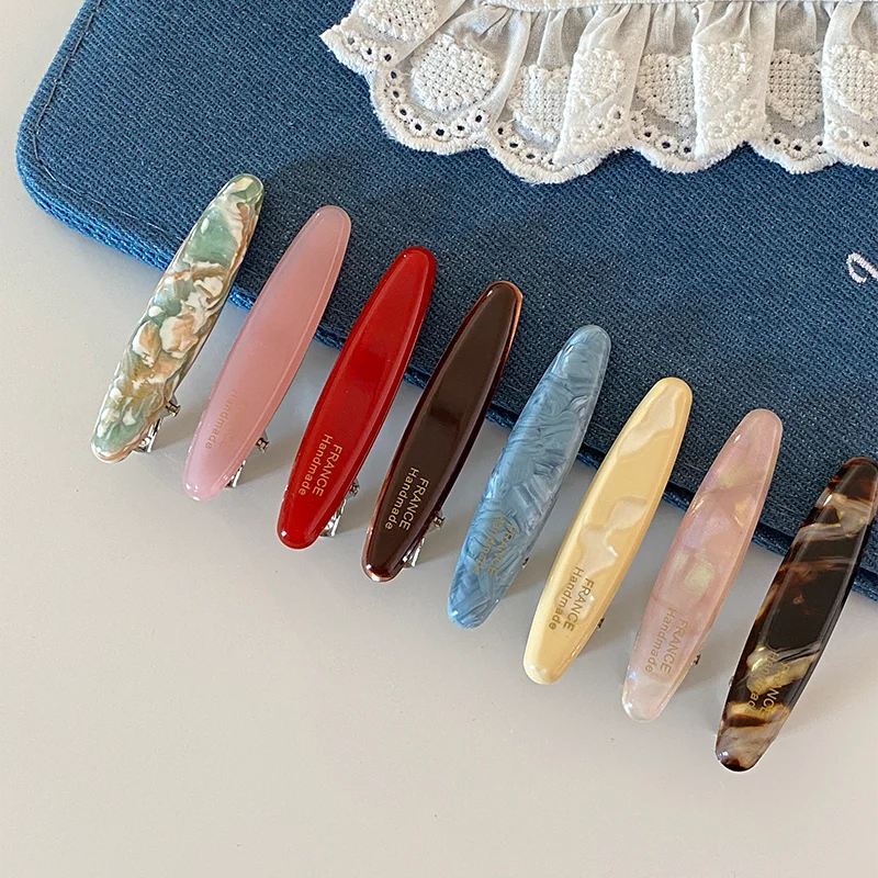 2pcs/set Acetate Hair Clip Oval Geometric Side Pins Colorful Hairpin Elegant Sweet Women Hair Accessories