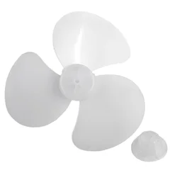 16-Inch 3-Leaf Plastic Fan Blade with Nut Cover - Replacement Accessory for Standing and Table Fans (White)