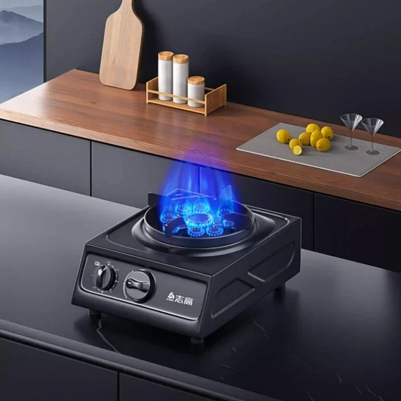 Household Gas Cooker Single Stove Household Desktop Liquefied Gas Cooker Natural Old-style Stainless Steel Single-eye