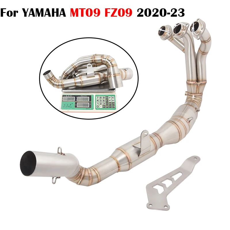 

For YAMAHA MT09 FZ09 2020-2023 Stainless Steel Motorcycle Exhaust Header Link Pipe Slip On Front Link Tube Modified Muffler