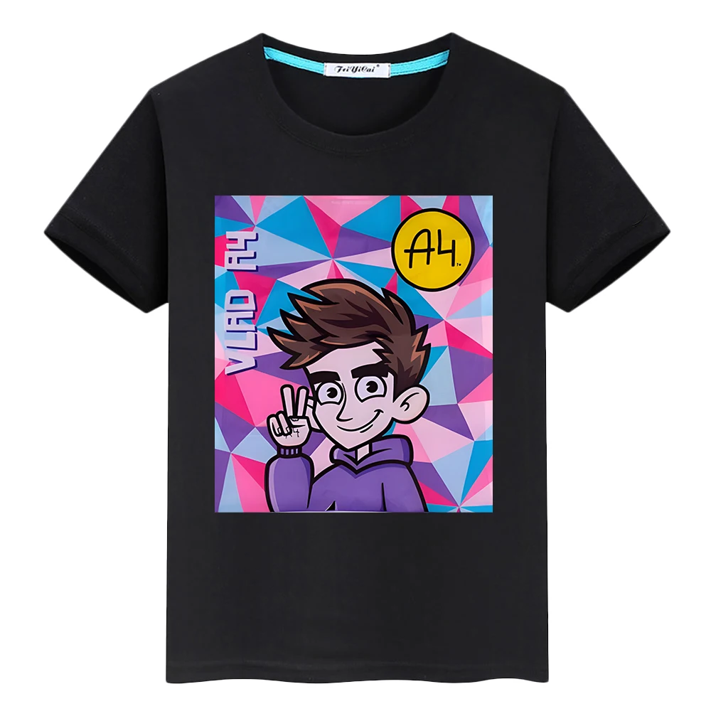 Влад Бумага А4 boy girl Summer 100%Cotton Short T-shirt y2k one piece Kawaii Merch A4 Lamba Tops Anime Tees kids clothes 5