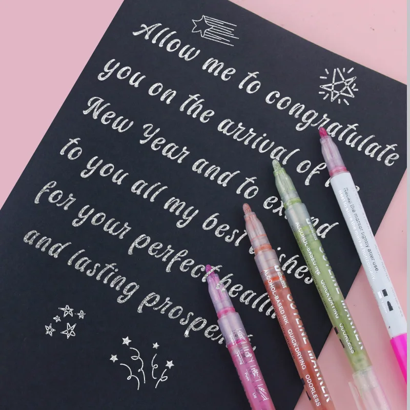 Double Line Outline Art Marker Pen For Students DIY Graffiti Highlighter Scrapbook Bullet Diary Poster Card Drawing highlighter pen marker pen highlighter marker art marker