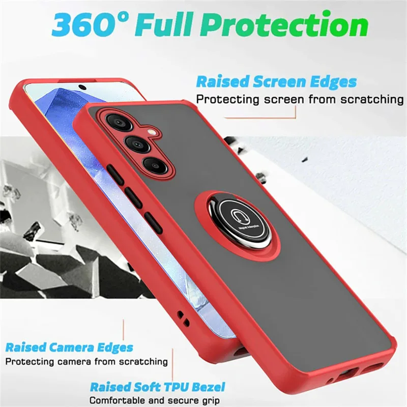 Magnetic Matte Protective Ring Case - Sleek and Durable Smartphone Cover