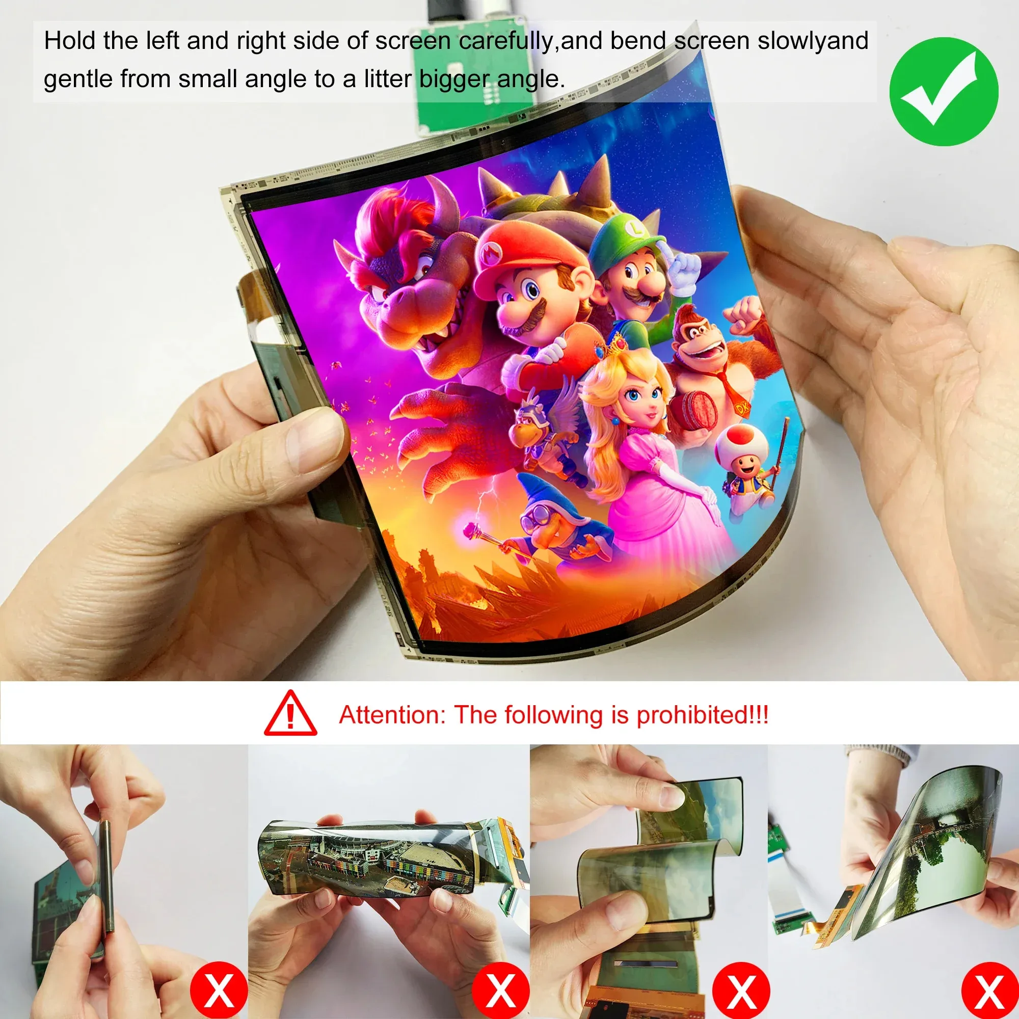 Wisecoco 7.8인치 OLED 디스플레이 플렉시블 IPS 1920x1440 AMOLED 울트라 슬림 벤더블 스크린 타입 C HDMI 플렉시블 스크린 (보드 포함)