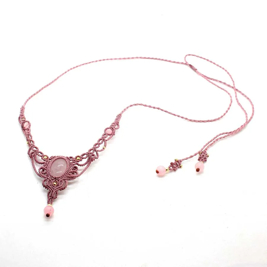 Handmade Braided Macramé Rose Quartz Necklace – Crystal Pendant for Love, Healing & Boho Style 5 Se73d8da166dd45fe9901af15e44613edH