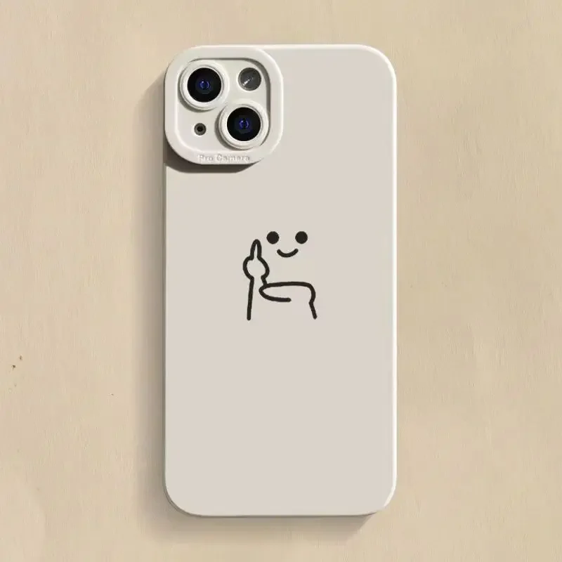 thumbnail image 1 of Cartoon Red Man Phone Case For iPhone 15 14 13 12 11 Pro Max Mini X XR XS 7 8 Plus SE Shockproof Middle Finger Soft Back Cover, 1 of 5
