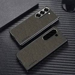 Elegant Leather Wood Grain Protective Case - Simple, Lightweight, and Durable Design - Galaxy Z Fold 7 (Black)
