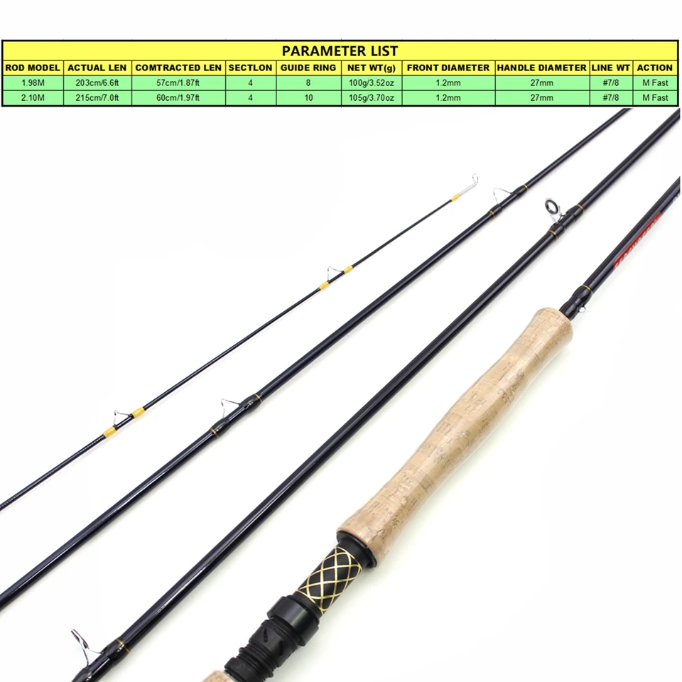 1.98M 2.1M Carbon 4 Sections Fly Fishing Rod LW 7/8 Fast Action Freshwater Fly  Rods for Trout Salmon Fishing Portable Sea Pole - AliExpress