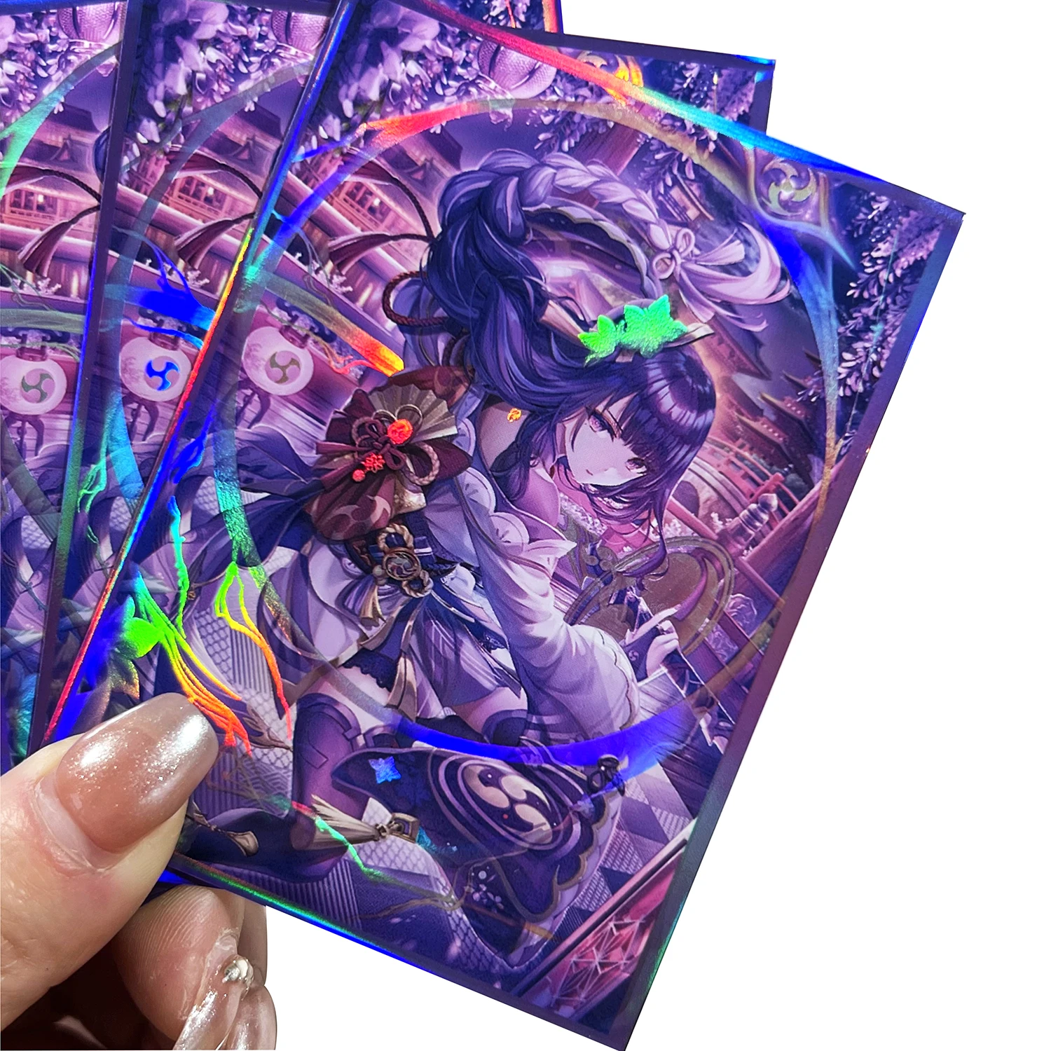 60Pc Trading Cards Protector Anime Carte Olografiche Maniche Raiden Shogun Foil Card Shield Copertura Esterna Magic Mtg/Pkm 67 X92Mm