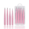 Pink 2/4Pcs High-Quality Eyebrow Tweezer Hair Beauty Fine Hairs Puller Stainless Steel Slanted Brow Clips Removal Makeup Tools 1