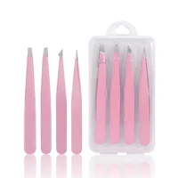 Pink 2/4Pcs High-Quality Eyebrow Tweezer Hair Beauty Fine Hairs Puller Stainless Steel Slanted Brow Clips Removal Makeup Tools 1