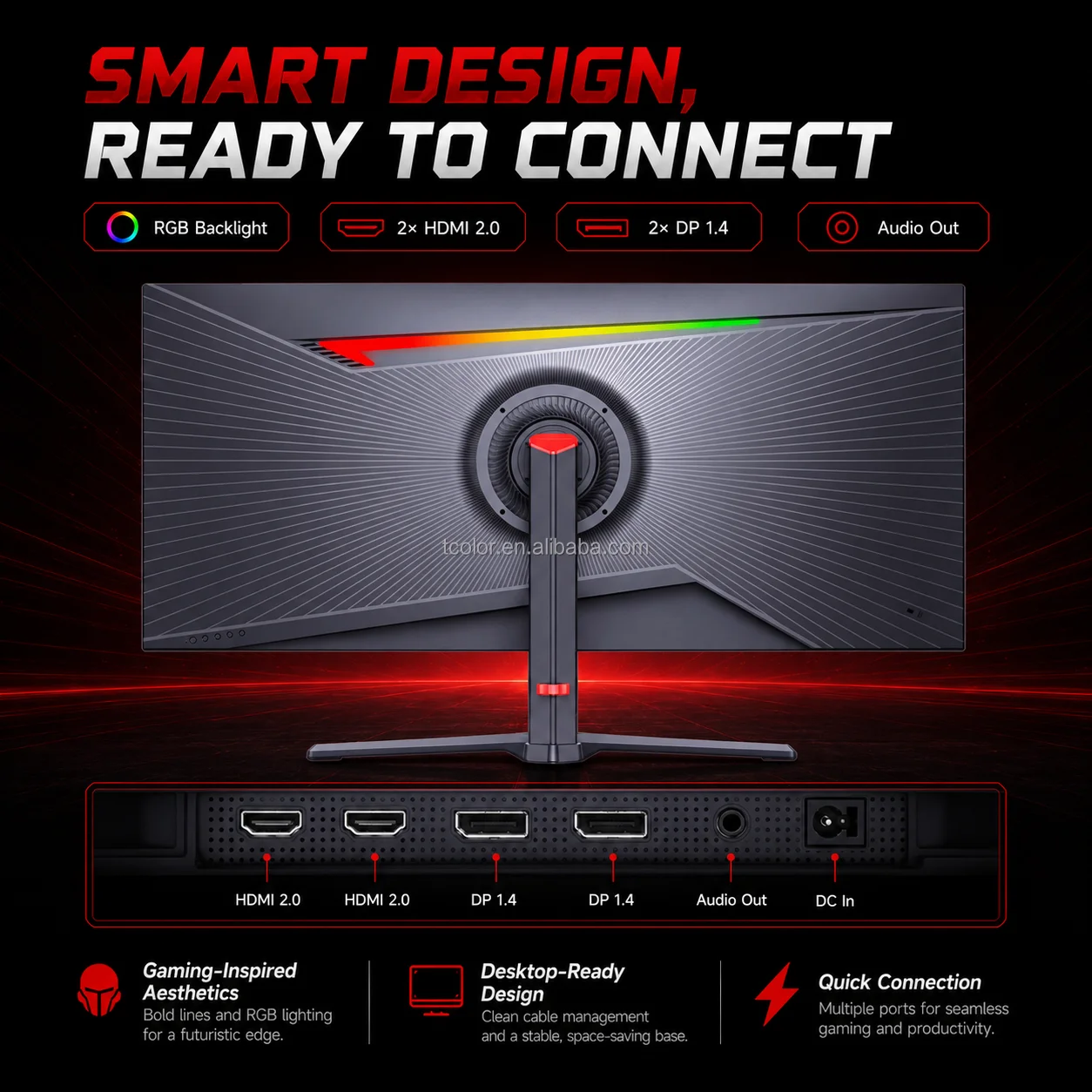 4K 34인치 커브드 모니터 165Hz PC 화면 4K LED 울트라와이드 모니터 풀 게이밍 PC 모니터 휴대용 노트북 디스플레이