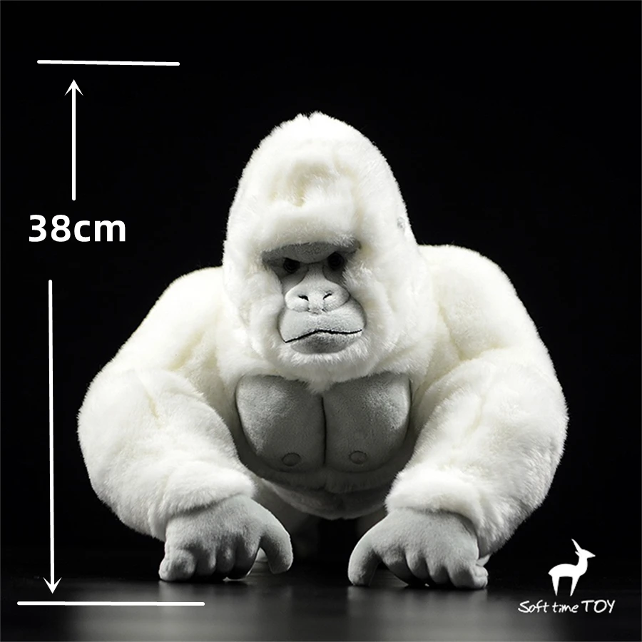 Albino Gorilla High Fidelity Anime Cute Ape Plushie Silverback Plush Toys Lifelike Animals Simulation Stuffed Doll Kawai Toy Gif 2