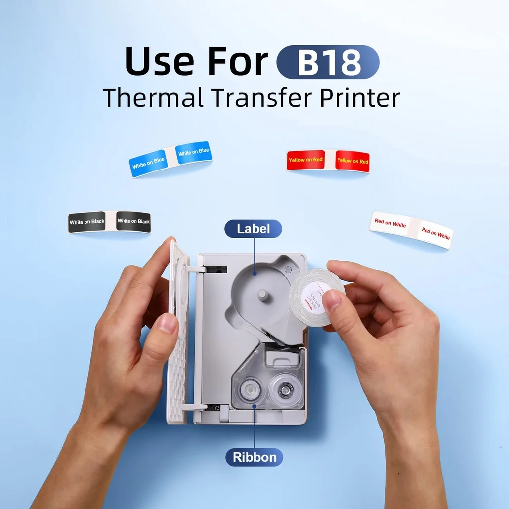[for B18] [Colourful Series] NIIMBOT Thermal Label Stickers for B18, Waterproof Anti-Oil Scratch-Resistant Paper