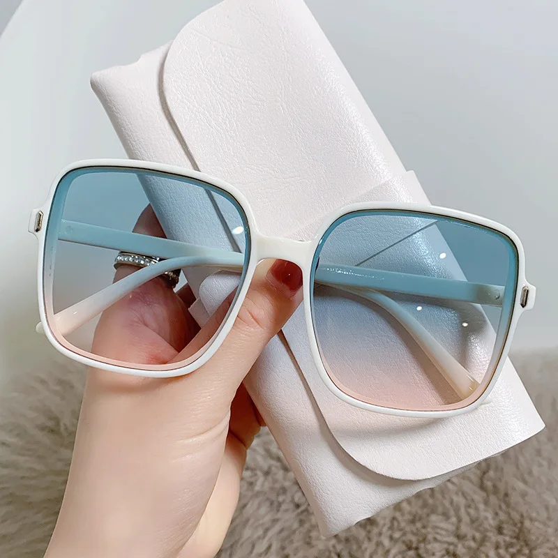

2023 Vintage Rice Nail Square Women Sunglasses Round Face Ladies Anti-UV Sunglasses Big Frame Sun Glasses gafas de sol para
