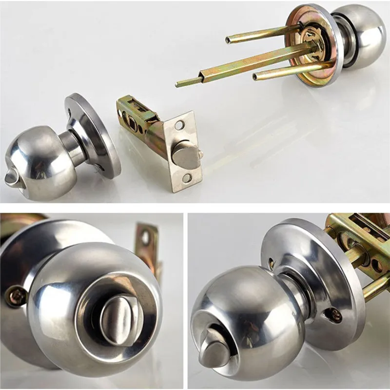 Aluminum Alloy Round Door Knobs Rotation Lock Knobset Handle Metal Door Knob With Key For Bedrooms Living Rooms Bathrooms