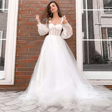 

Princess White Dots Tulle Wedding Dress For Woman Thin Straps A Line Sweetheart Neck Bridal Gown Floor Length Robe De Mairage