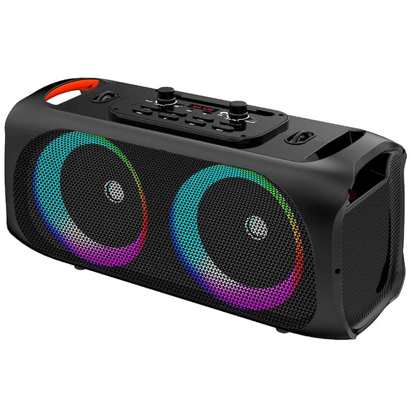 

Мощный двойной 6,5-дюймовый RGB Bluetooth-динамик Портативная уличная беспроводная колонка Party Karaoke Audio Subwoofer BoomBox с микрофоном