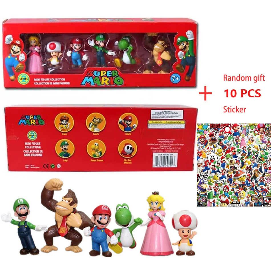 Figurine Super Mario Bros 4-7cm en PVC, Luigi, Yoshi, Matkey Kong, pièce  plus lente pour enfants, cadeaux d'anniversaire - AliExpress