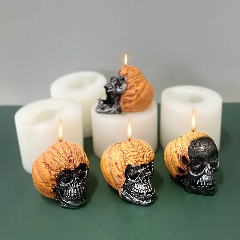 

Evil Pumpkin Skull Candle Silicone Mold for Resin DIY Aromatherapy Plaster Wax Soap Halloween DIY Crafts Making Tools Home Decor