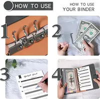 A6 Binder Budget Planner Notebook Pu Covers Folder 6 Hole Binder Pockets Plastic Binder Zipper Money Saving Enveloper 2