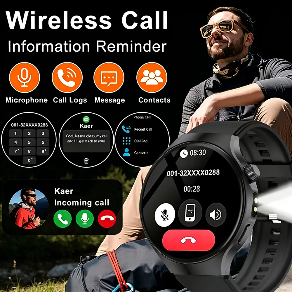 2026 New Military Smart Watch 1000Mah Battery Fitness Tracking 10ATM Waterproof Tactics Sport Flashlight call Bracelet For Men 4