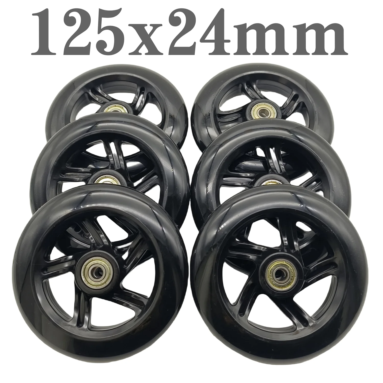 125MM scooter wheel 125x24mm skate wheel 85a pu material bearing abec-7 6wheels/lot